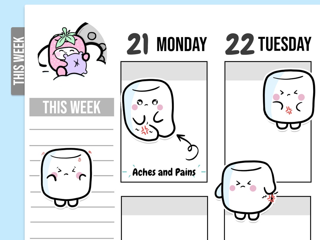 Aches and Pains Digital Stickers, Pain Stickers, Printable Stickers ...
