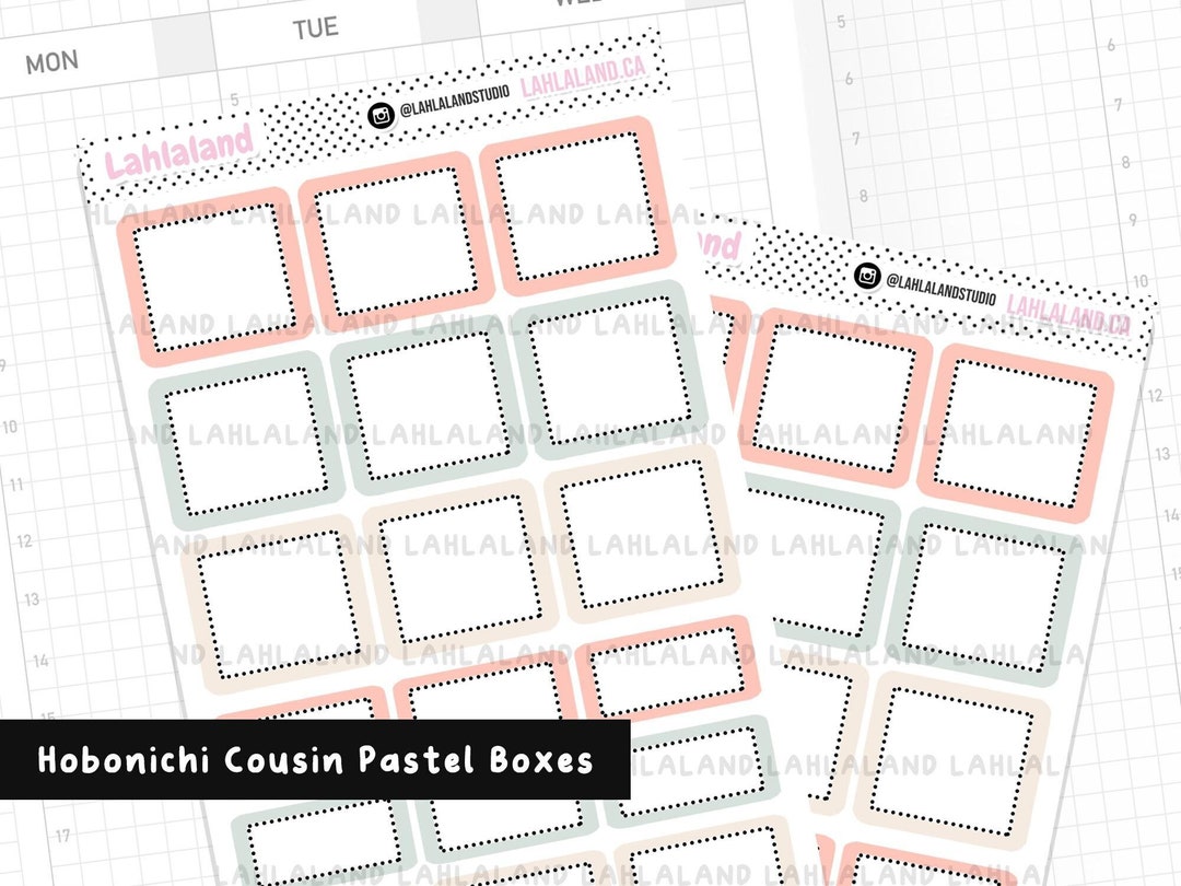 Hobonichi Cousin Functional Pastel Boxes, Digital Planner Stickers ...