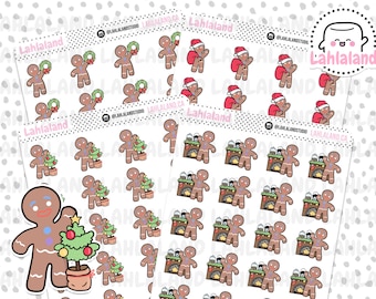 Printable Character Stickers - Gingerbread Santa Stickers | DIY Planner Stickers | Printable Planner Stickers | Christmas Stickers