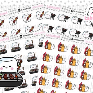BBQ Digital Stickers, Barbecue Stickers, Printable Stickers, Pre-cropped, Goodnotes Stickers, Character Stickers, PNG Stickers