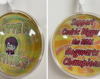 Potter Stinks lenticular "flip" bauble - image changes to Cedric Diggory!