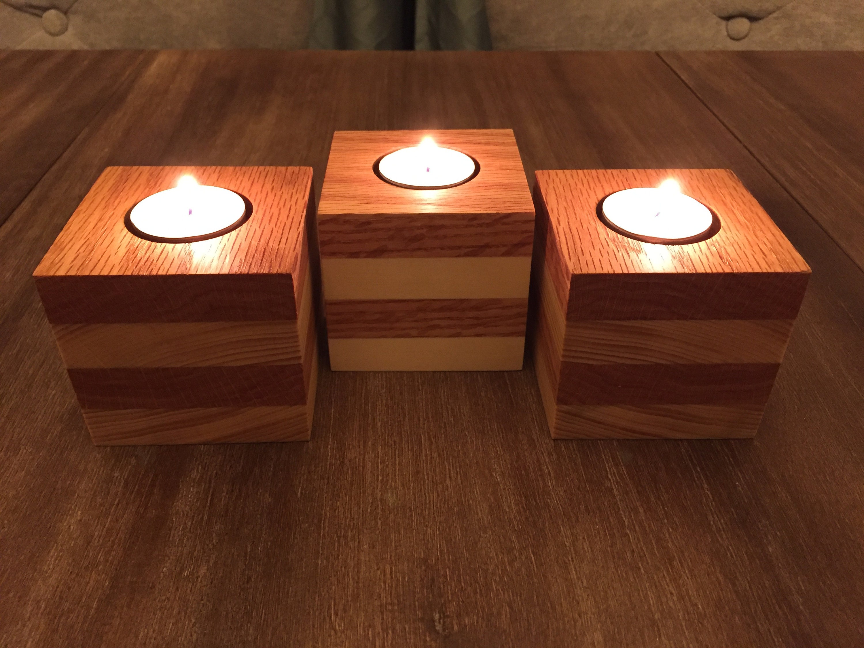 Soportes rústicos de 3 piezas de la vela de madera | Etsy