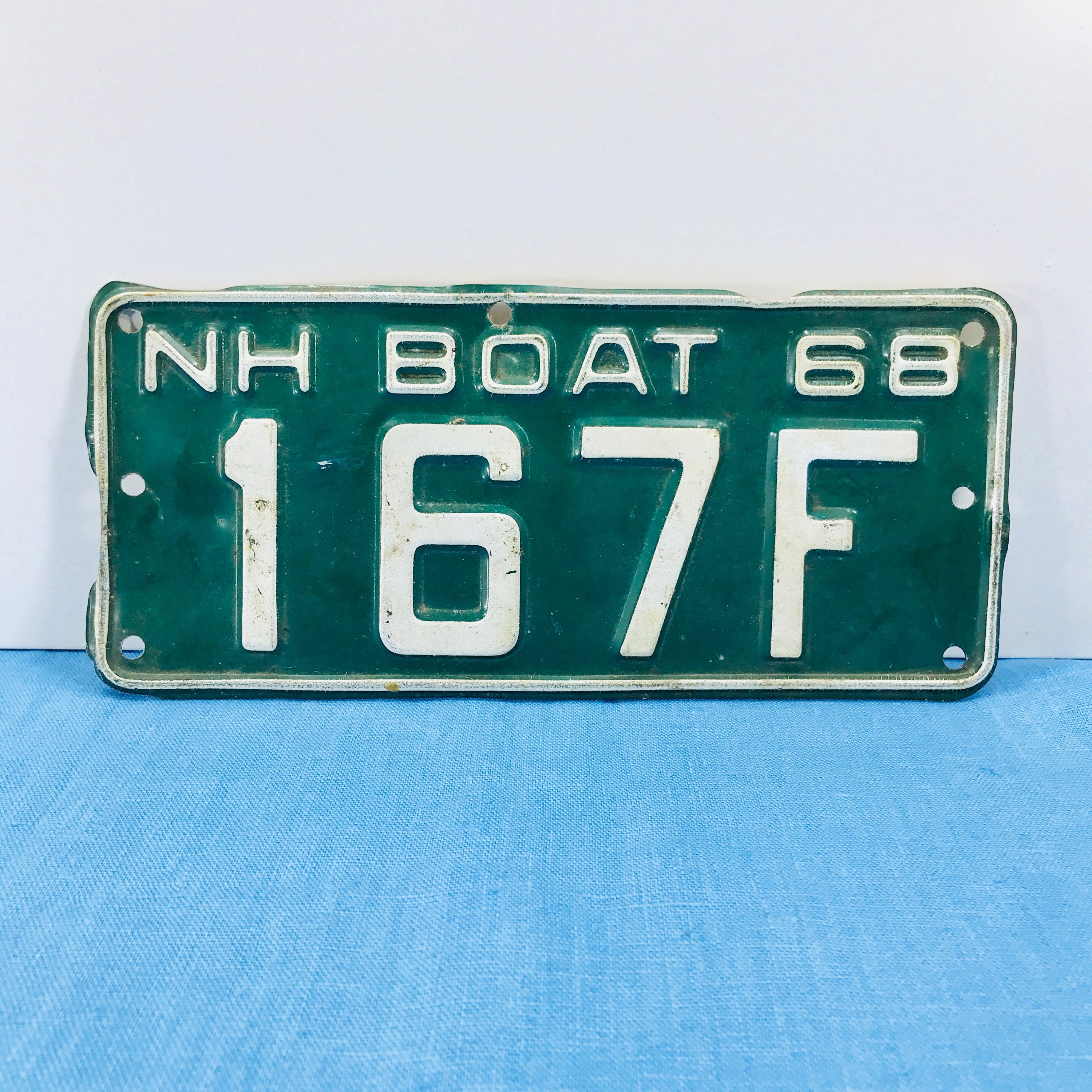 Vintage New Hampshire Boat License Plate 1968 167F White On Etsy