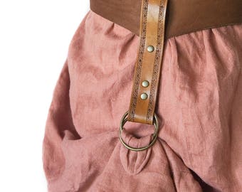 Embossed leather skirt holders - Character accessory for Medieval and Fantasy Outfits - Celtic Inspired