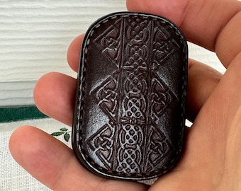 Leather Fidget Slider, Celtic EDC Sensory Toy, Handmade in USA