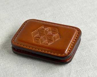 Leather Magnetic Fidget, Geometric Stamped Tactile Slider, Adult Focus Tool