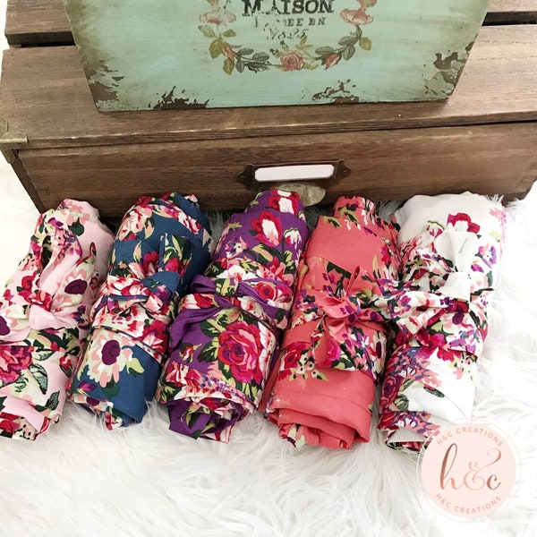 Set of 5 Bridesmaid robes, Floral Robe, Cotton Floral Robe, Bridesmaid Gifts, Bridal robes set, Cotton Robe, Wedding Robe