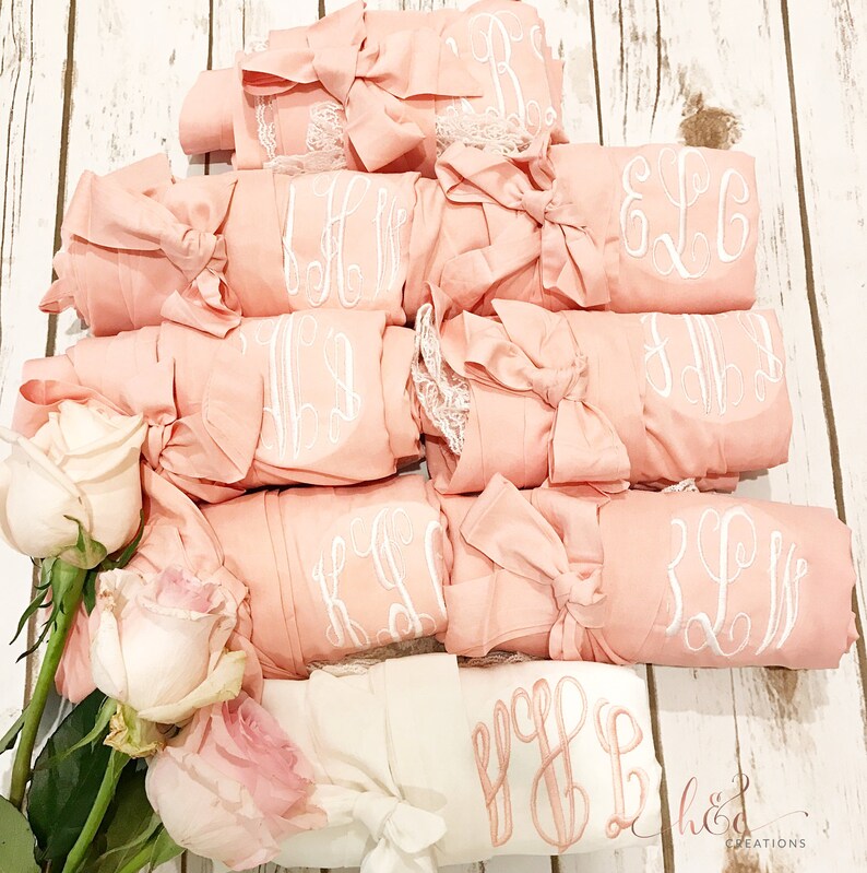 Monogrammed Robe Bridesmaid robes Bridesmaid gift Lace Etsy