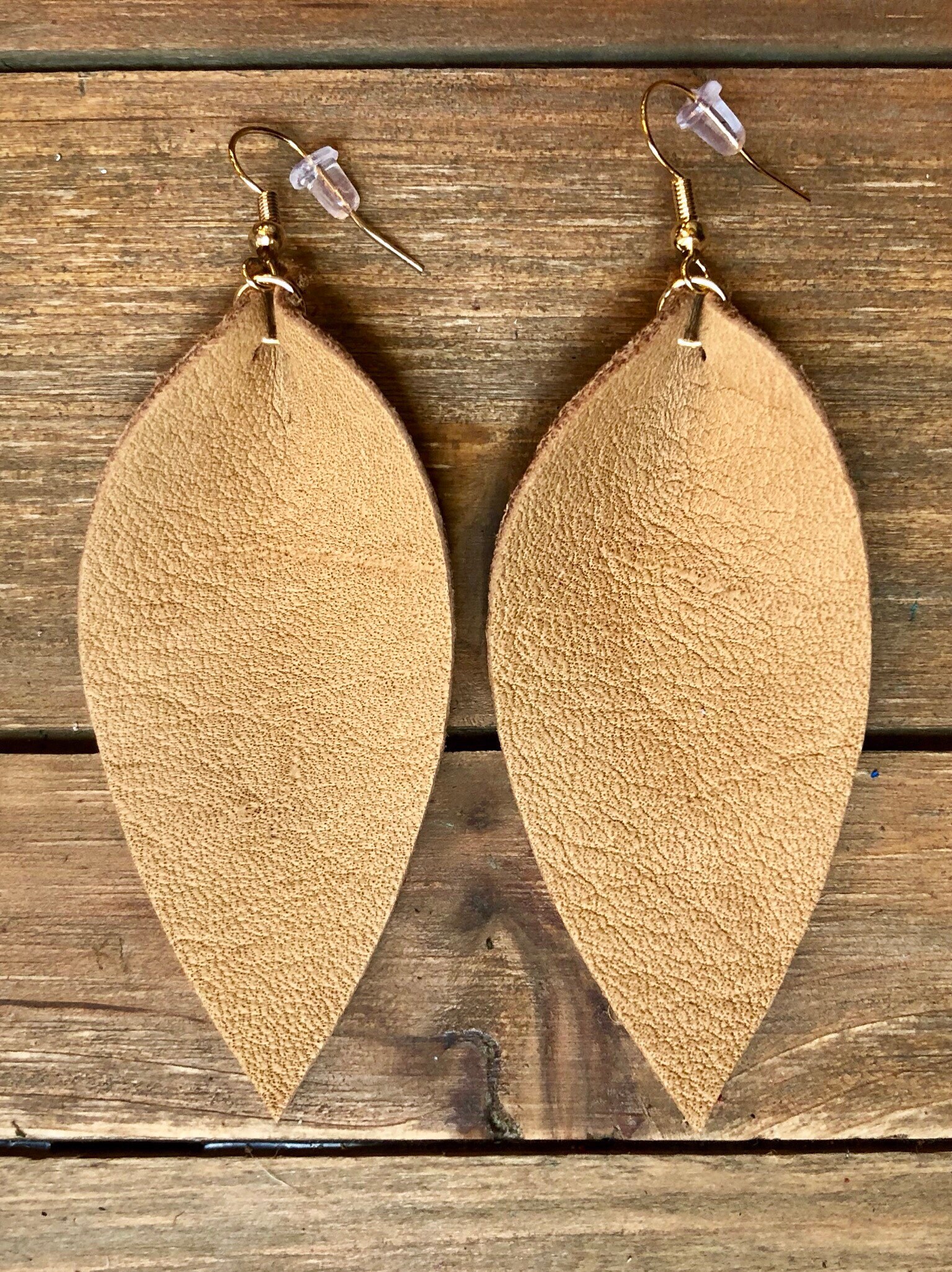 Leather Earrings Joanna Gaines Inspired Gold White Tan Etsy