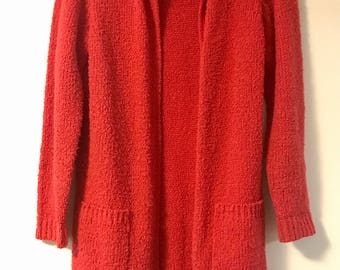 Vintage 70s 80s Oversized Red Cardigan Sweater