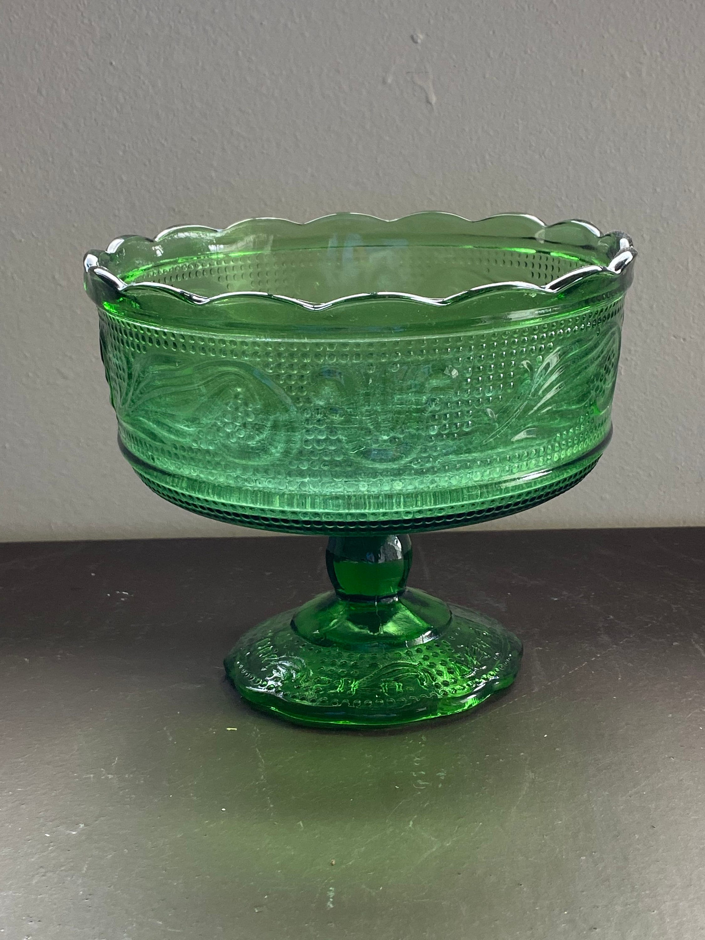 Vintage E.O. Brody Co. Green Glass Pedestal Bowl M6000 Etsy