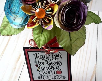 Handmade Book Page Flower Bouquet: Teacher Appreciation Gift
