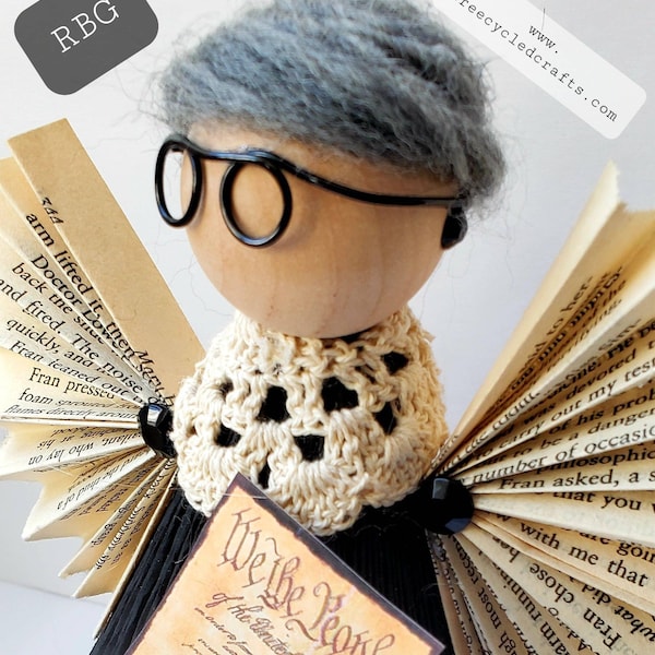 RBG Angel Tree Topper, RBG Doll, Memorial,  Supreme Court, Book Angel,  Ruth Bader,  RBG, I dissent,  Associate Justice, Speak your mind