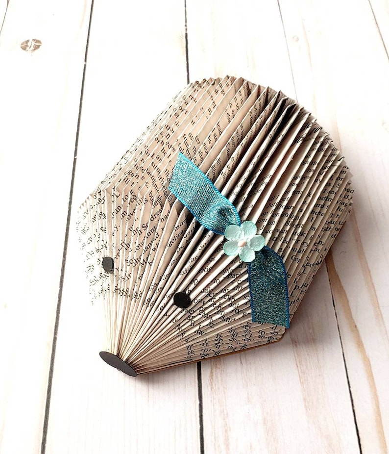 Repurposed Book Hedgehog, book hedgehog, teacher gift, class pet, hedgie Blu