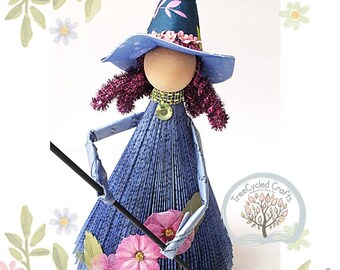 Flower Book Witch, Garden Witch, Mother Nature Witch, Witch Craft, fall, Halloween, vintage,  librarian, repurposed books, Cottage Witch