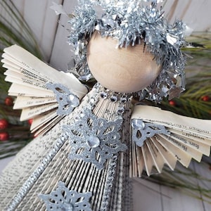 Repurposed book Angel - Regular Table top, Custom Color, book Angel, Christmas tree, vintage Christmas,  retro Christmas,  vintage inspired