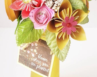 Bloom where you're planted Flower Bouquet, birthday gift, girlfriend gift, book flowers,  librarian,  teacher,  book page bouquet
