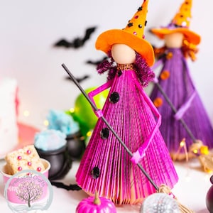 Muñeca de bruja de Halloween, decoración de mesa de Halloween, decoración de repisa de Halloween, regalo para hermana, regalo de bruja