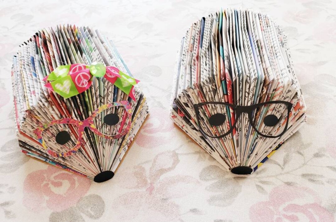 Tie Dye Repurposed Book Hedgehogs, Book Art, Hedgehog, Handmade