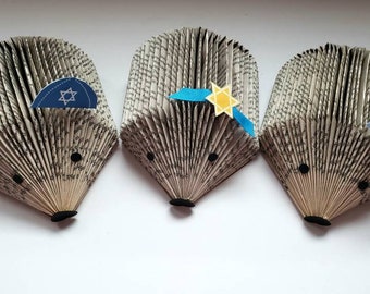 Repurposed Book Hedgehogs for Hannukah