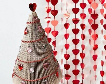 Repurposed Book Valentines tree,  Vintage inspired Valentines,  Book Lover, Book Tree, tree of hearts, Valentines day gift,