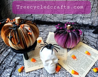 Dual Color Repurposed Book Pumpkin (Small), paper pumpkin, fall, Halloween,  Thanksgiving,  librarian,  teacher, Halloween home decor