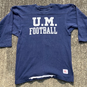 VINTAGE 60s Champion Reverse Weave Football Jersey Size Large 100% Cotton Distressed