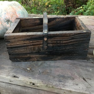 Primitive Wooden Storage Box with leather handle