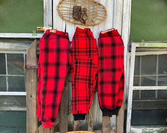 Vintage Buffalo Plaid Wool Hunting Pants, Vintage Mackinaw Pants, Vintage Plaid Pants, Wool Pants, Vintage Woolrich Pants, Plaid Pants