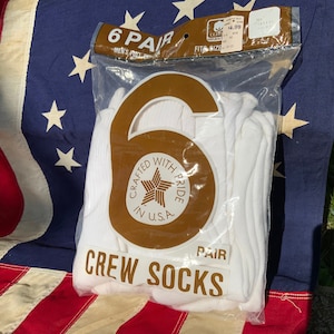 Vintage Mens Full cushion Crew Socks 6 Pairs Made in USA
