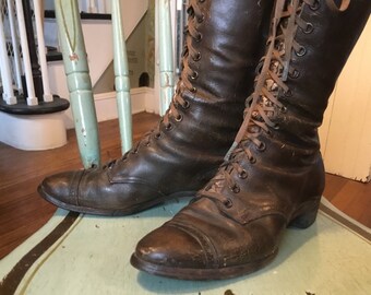 old fashioned boots with buttons