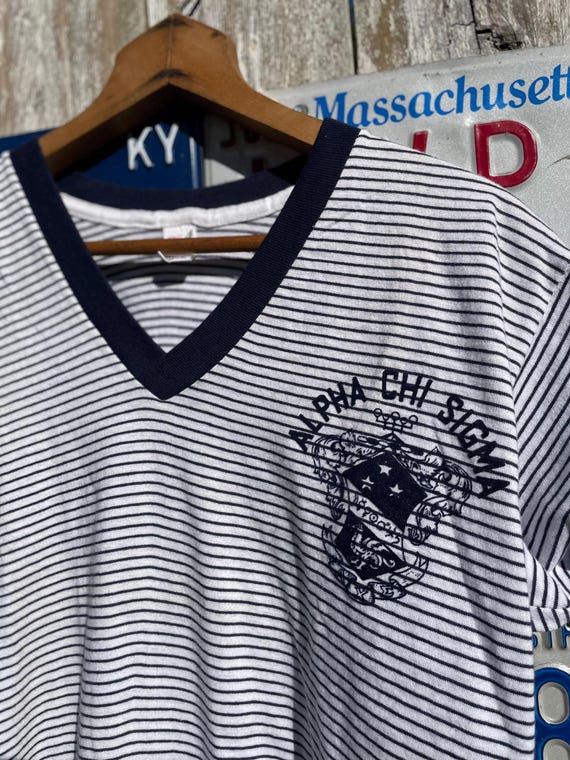 Vintage 1960s Striped Sorority Alpha Chi Sigma Lo… - image 5