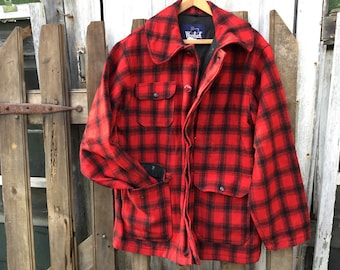 Vintage Woolrich Hunting Jacket, 1950's Wool Plaid Coat