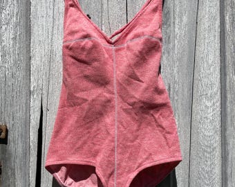 Vintage Pink Swimsuit Bathing Suit Knit One Piece Pinup Bombshell