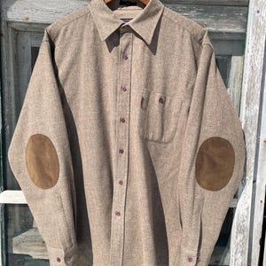 Pendleton Wool Shirt, Brown with Elbow Parches Size Large