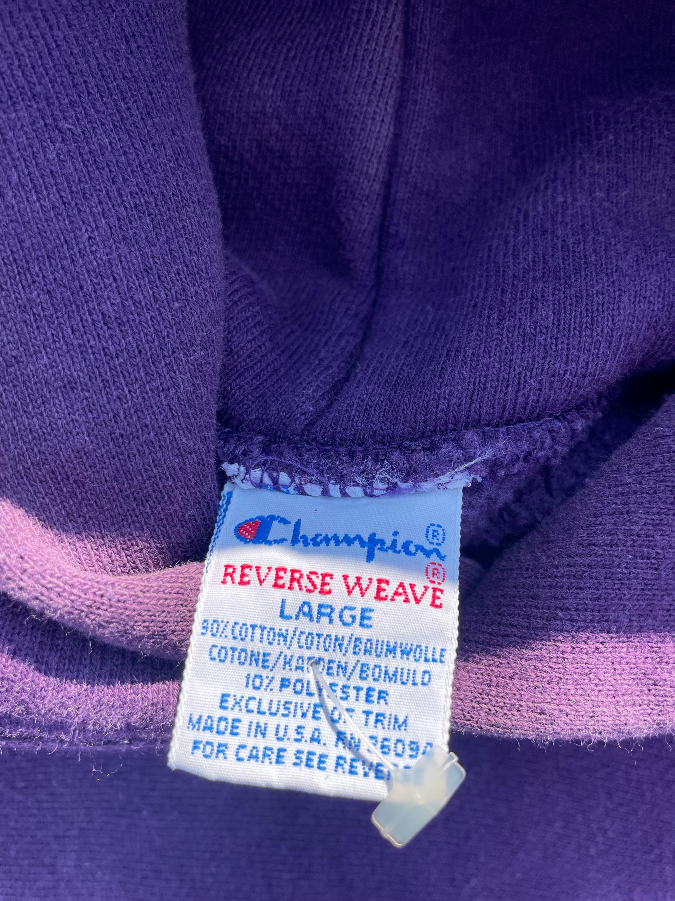 Vintage 90s Champion Hoodie Sweatshirt Reverse Weave Purple Mens 