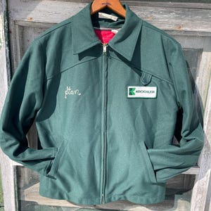 Vintage Chain Stitch Workwear Coat: 1970s Rockabilly Style, Size Med