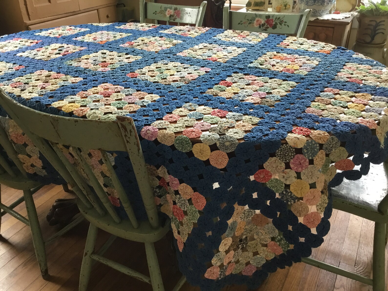 Vintage Yoyo Quilt 82x68 Etsy