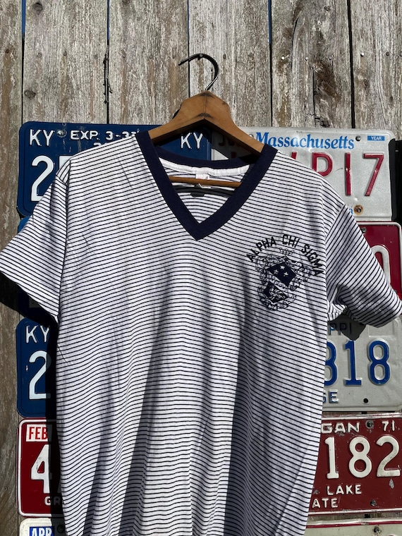 Vintage 1960s Striped Sorority Alpha Chi Sigma Lo… - image 2