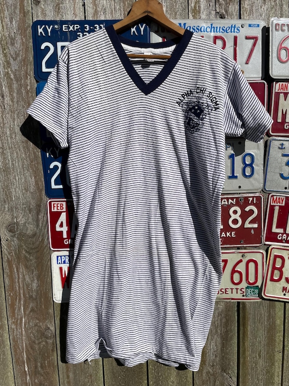 Vintage 1960s Striped Sorority Alpha Chi Sigma Lo… - image 4