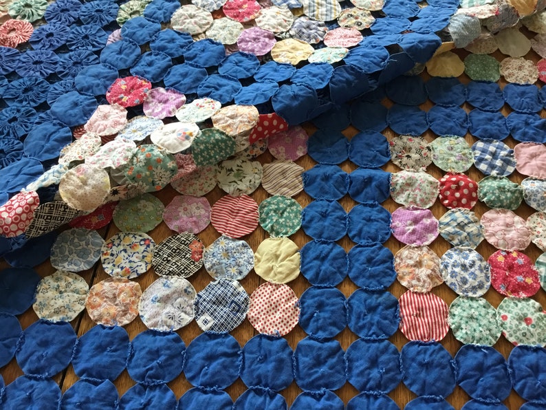 Vintage Yoyo Quilt 82x68 Etsy