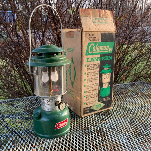 Vintage 1967 Coleman 220F Lantern, Vintage 2 Mantle Coleman Lantern, Green Lantern, Birthday Lantern, 12/67 Coleman Lantern, Vintage Camping