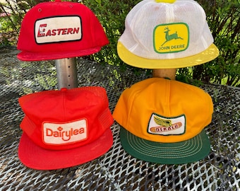 Vintage Farmer Trucker Hat: Choice of DairyLea, John Deere, Dekalb, Eastern