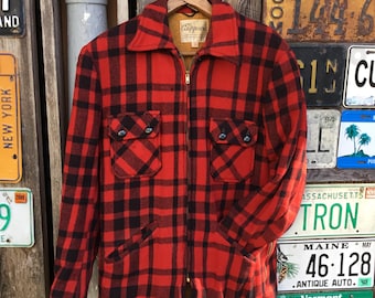 Vintage Chippewa Woolen Mills Wool Hunting Red Buffalo Plaid