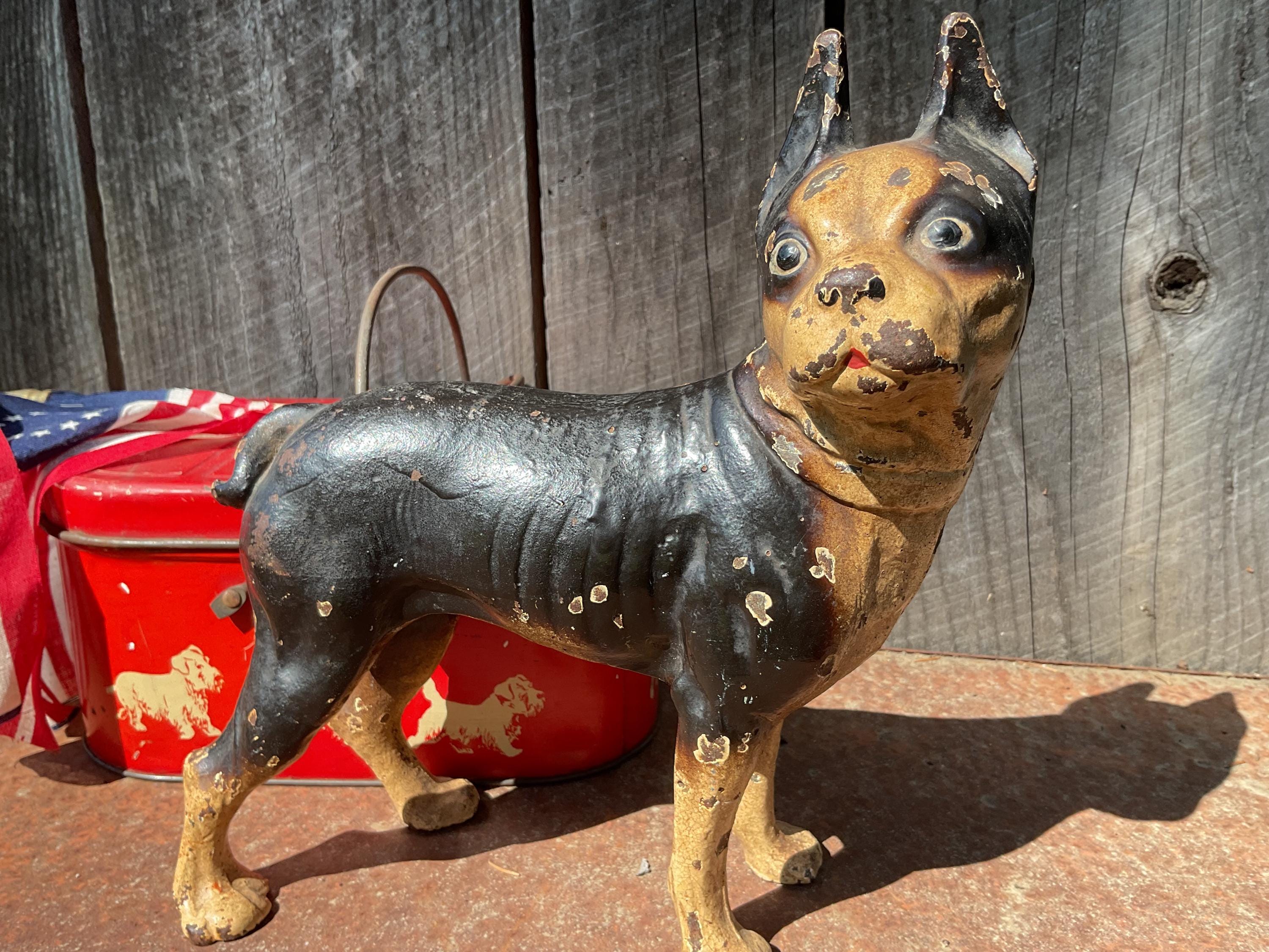 Cast Iron Boston Terrier Doorstop: Black White Collectible