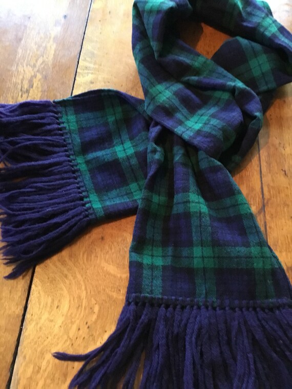 black watch plaid wool scarf