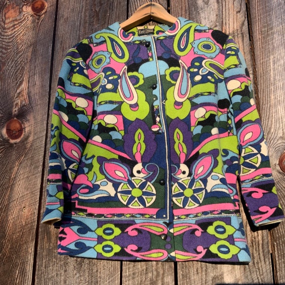 Vintage 60s 70s Wool Psychedelic Sweater - image 1