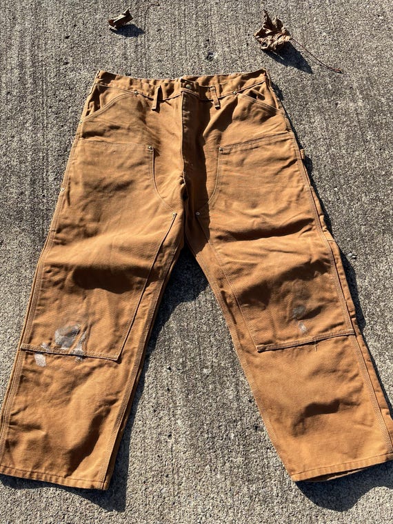 80's Vintage Carhartt Carpenter Pants, 36x26 Duck Cloth, USA Made