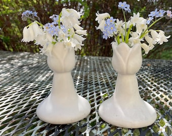Vintage Van Briggle Pottery Matte White Candle Holders Candlesticks