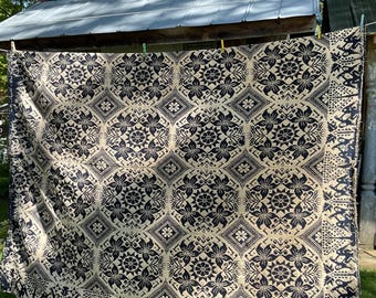 Antique, 2 panel woven Coverlet, 70x80”signed and dated.  Professionally lined